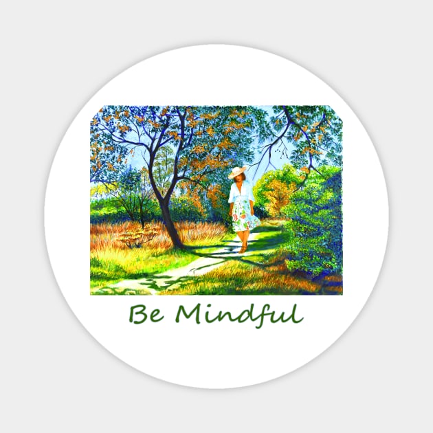 Woman girl peaceful relaxed walking in park zen yoga buddhism Magnet by Fantasyart123